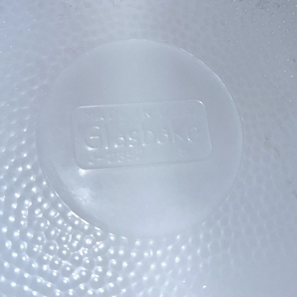VTG Glasbake Divided Casserole Baking Dish‎ J-2352 White w/ Aqua